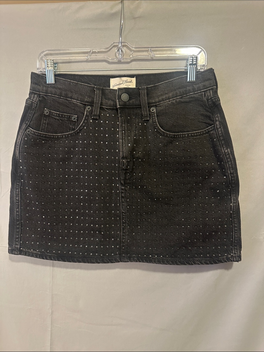 Universal Thread Black Studded Denim Mini Skirt